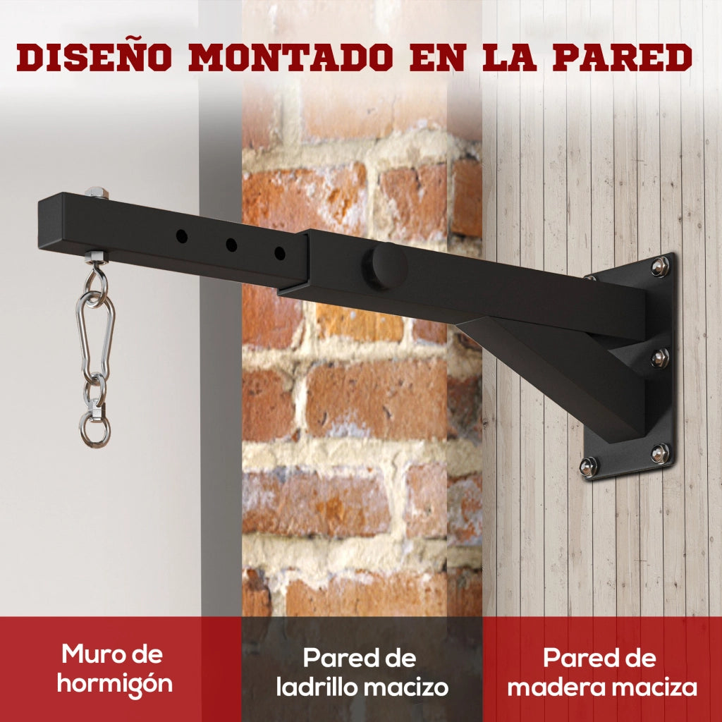 Sostegno per Sacco da Boxe a Parete ¨C zephmum ¨C Nero, Metallo, 45-65 cm