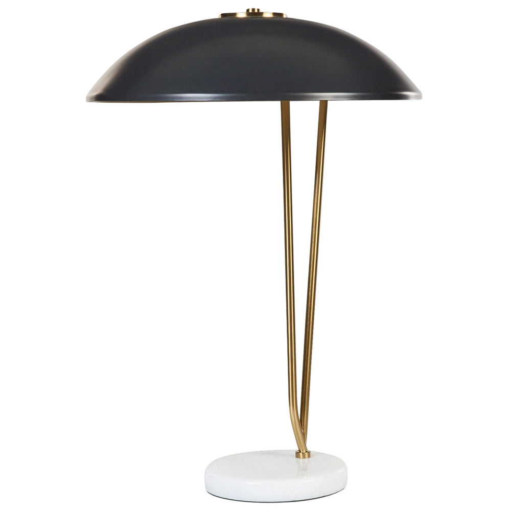 Lampada da tavolo Base in marmo nero e oro Paralume in metallo Ufficio Studio Moderno