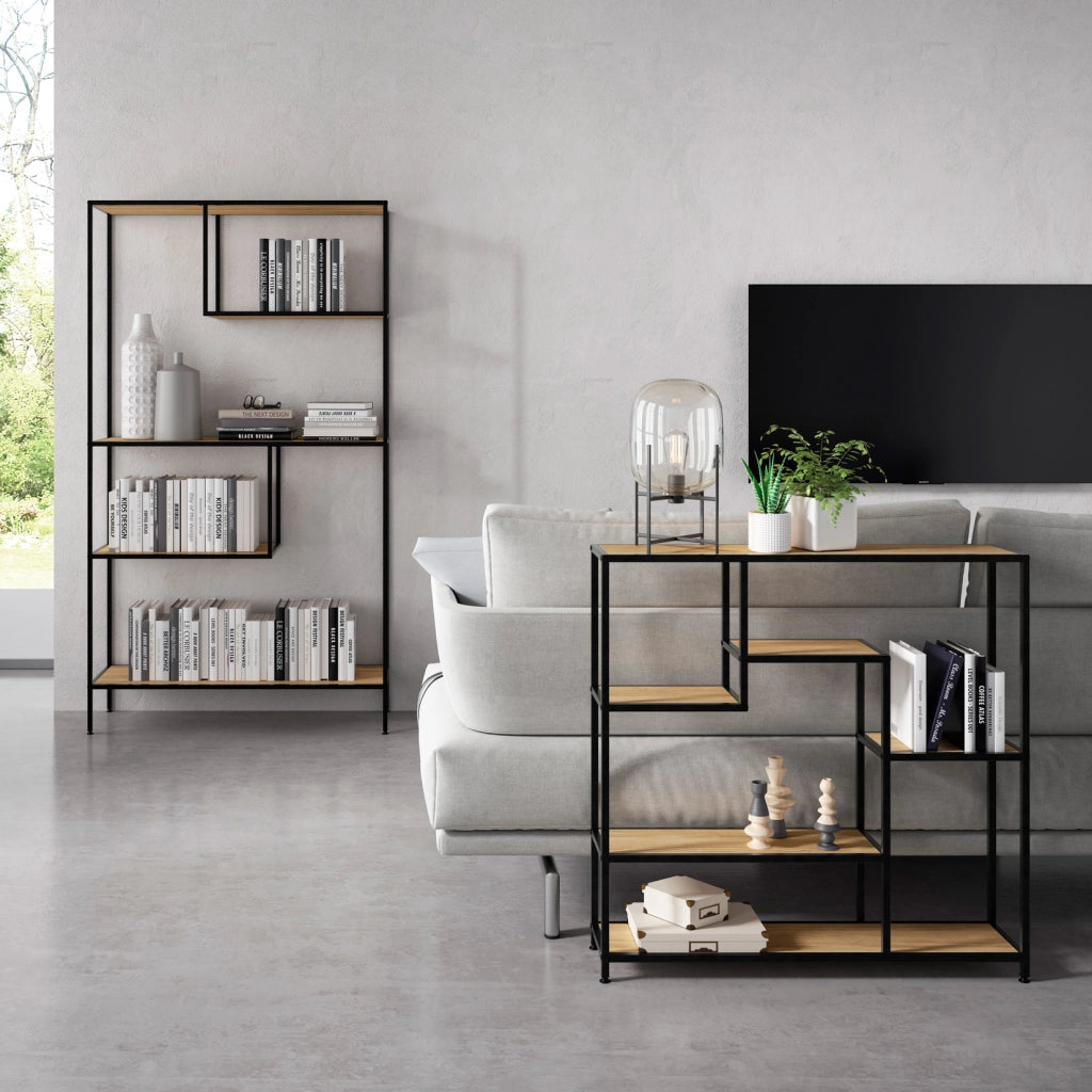 Scaffale industriale Hispanohogar finitura rovere e grafite 177x100x33
