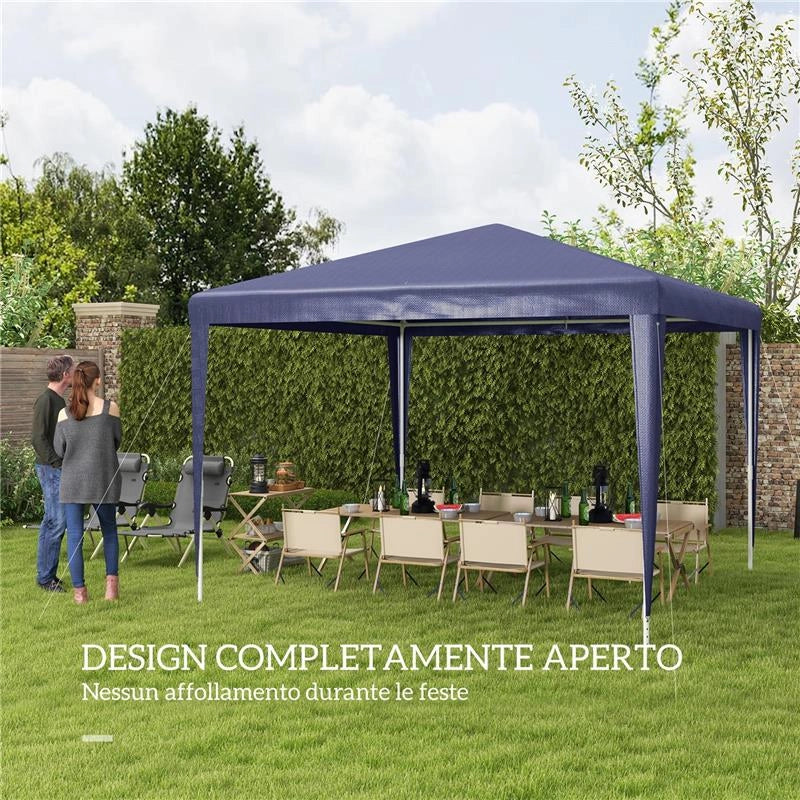 GAZEBO DA GIARDINO 3X3 M PIEGHEVOLE E PORTATILE CON COPERTURA ANTI UV BLU