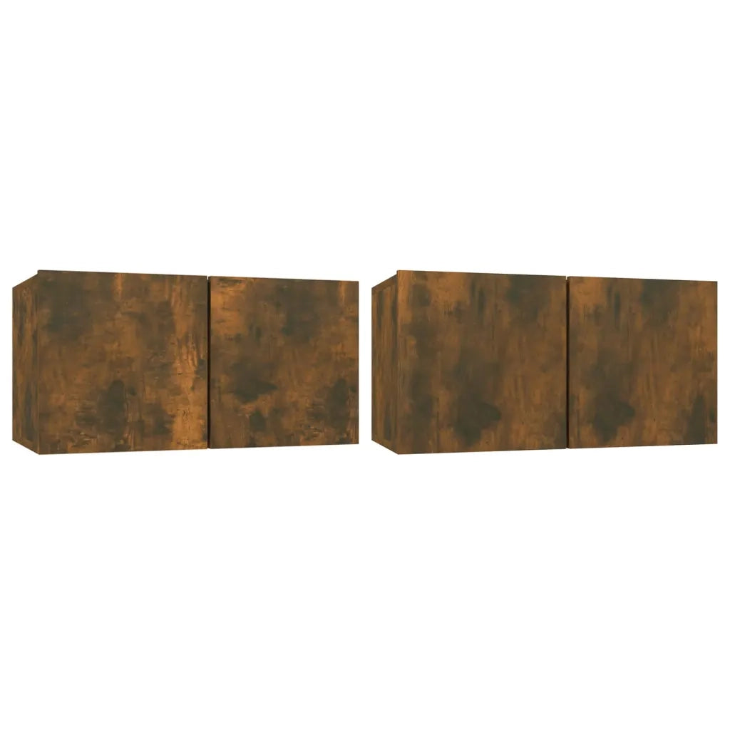 Set di Mobili Porta TV 4 pz Rovere Fumo in Legno Multistrato cod mxl 12156