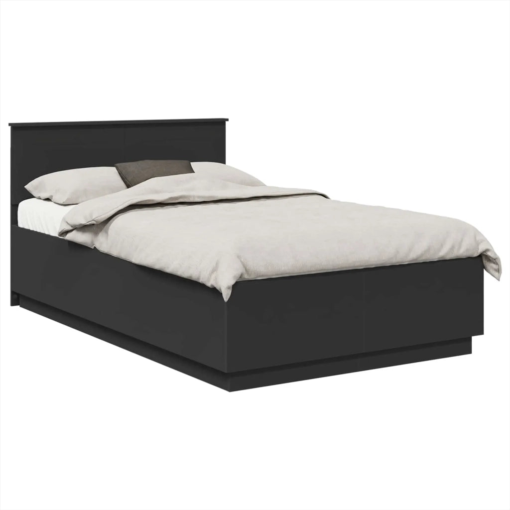 Struttura del letto-Giroletto Nero 135 x 190 cm Legno ingegnerizzato