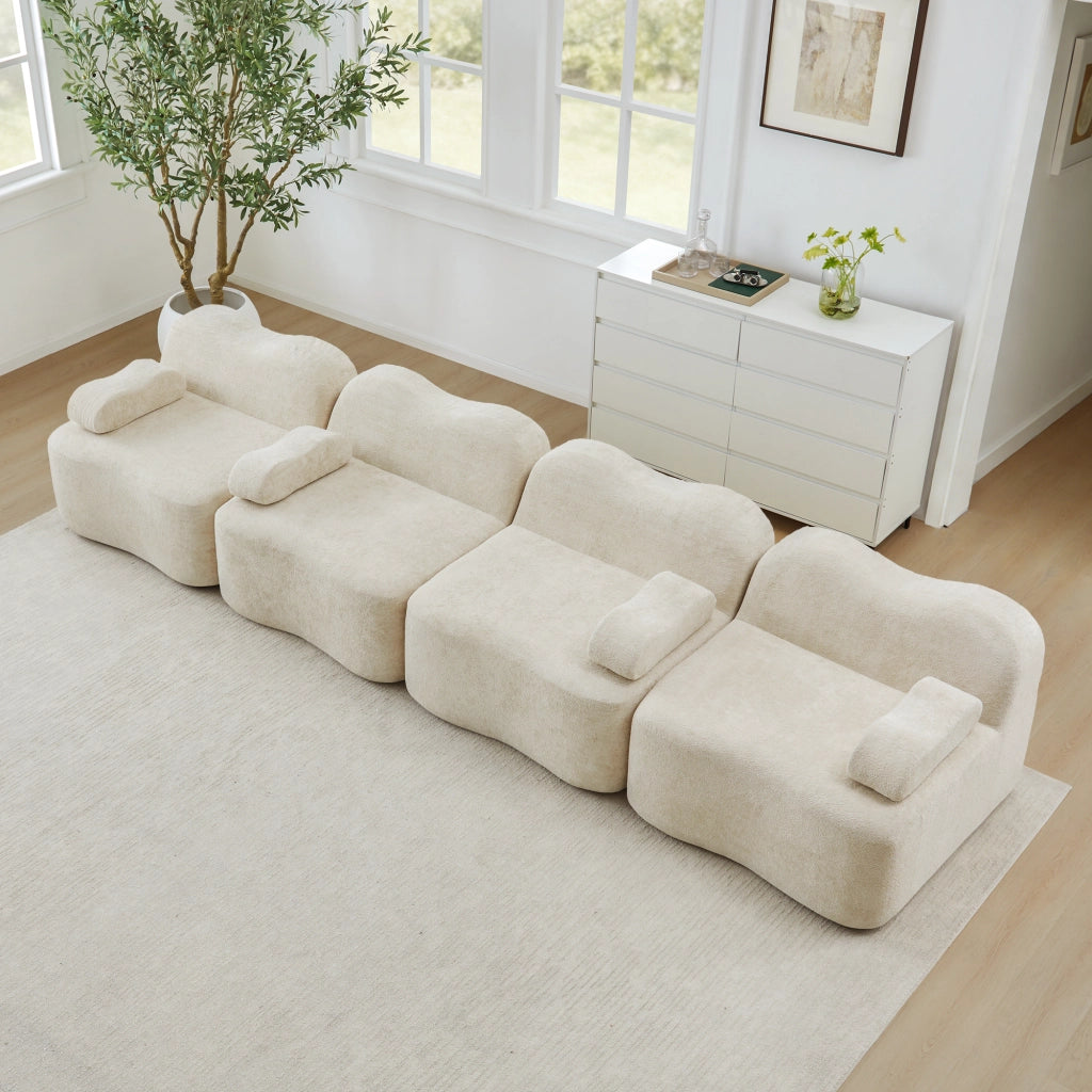 DIVANO Modulare Angolare in Velluto Beige
