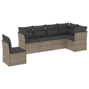 Set Divano da Giardino 6 pz | Set Salotto da Giardino con Cuscini Grigio in Polyrattan