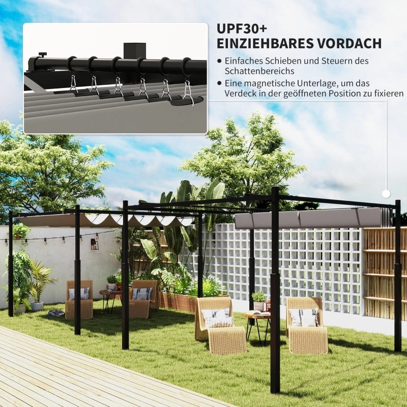 Pergola circa 3x3 m tetto a patio indipendente con tetto scorrevole pad magnetico colonna da 8 cm resistente ai raggi