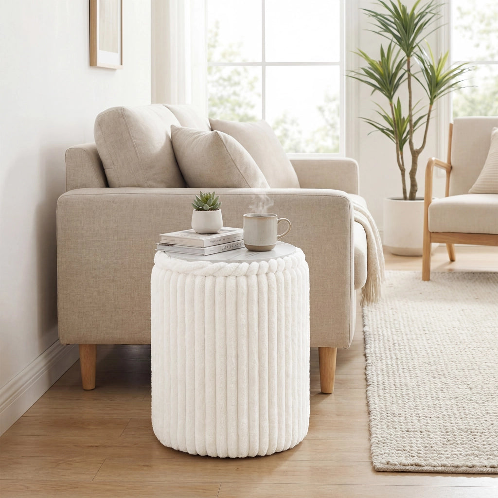 Cassa a seduta con coperchio ribaltabile ¨C Zephmum ¨C Tessuto bianco 40x40 cm