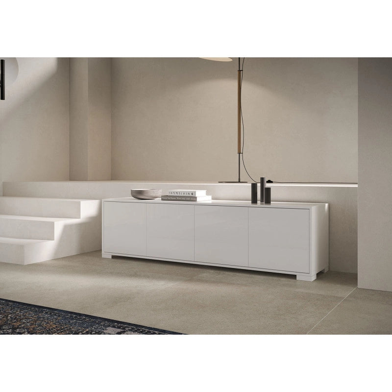 Porta TV moderno 4 ante 172x40x48 cm Lumina - Bianco Lucido