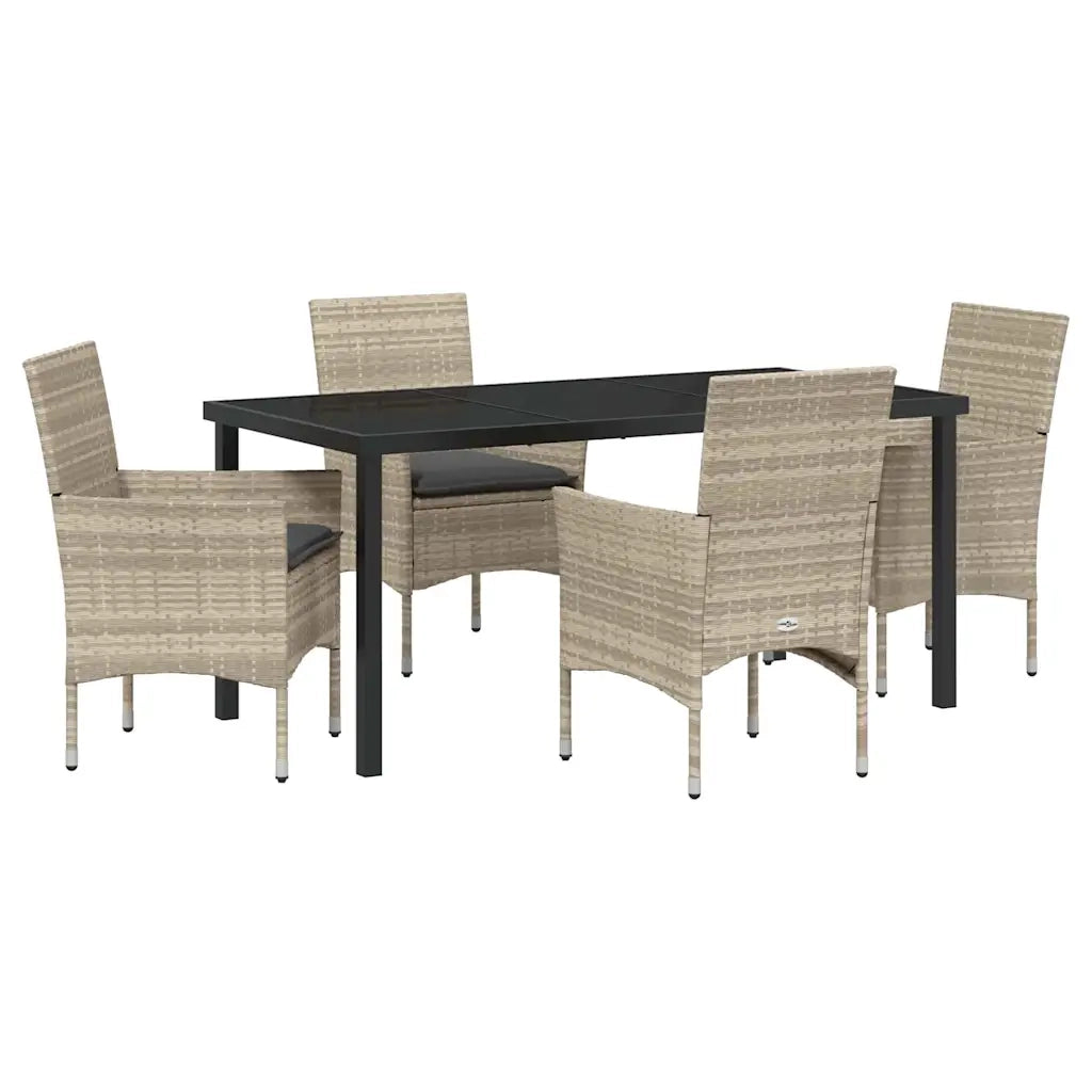Set da Pranzo per Giardino 5 pcs Grigio chiaro polyrattan