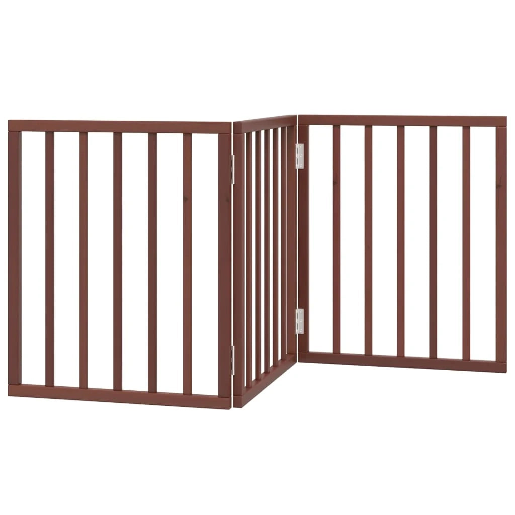 Cancelletto di sicurezza pieghevole per cani a 3 pannelli 150 cm legno di pioppo marrone 02_0023072
