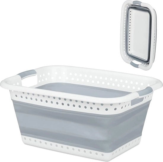 Wasmachine pieghevole con maniglie - vasca da bagno pieghevole - stabile - grigio - 27 x 61 x 45 cm - 1 pezzo