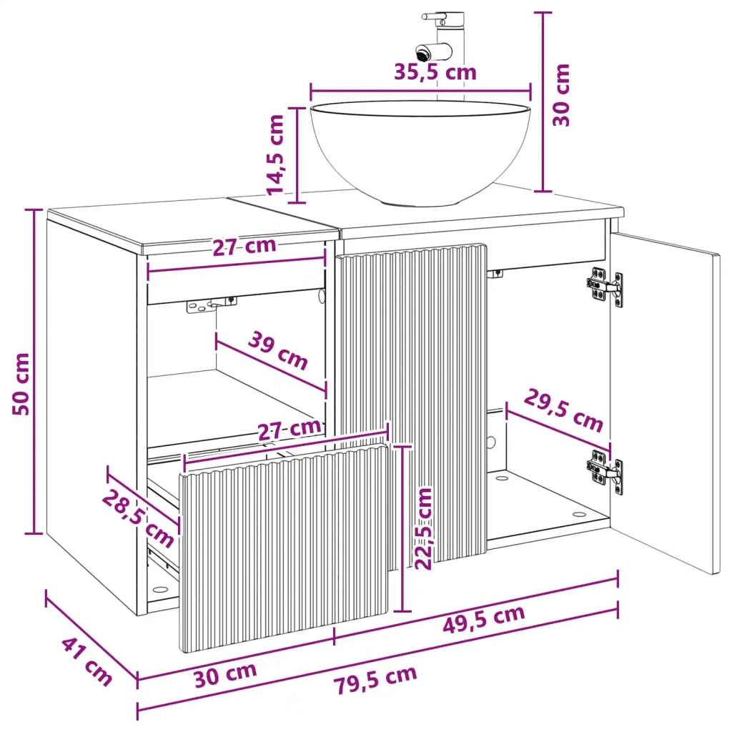 Set di mobili per il bagno 2 pz Nero Legno ingegnerizzato 3404035