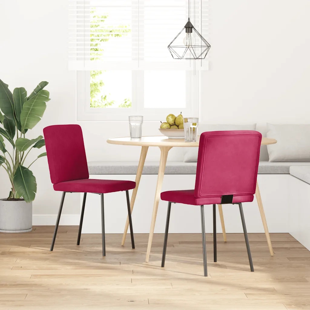 Sedie da Pranzo 2 pz Rosso Vino in Velluto
