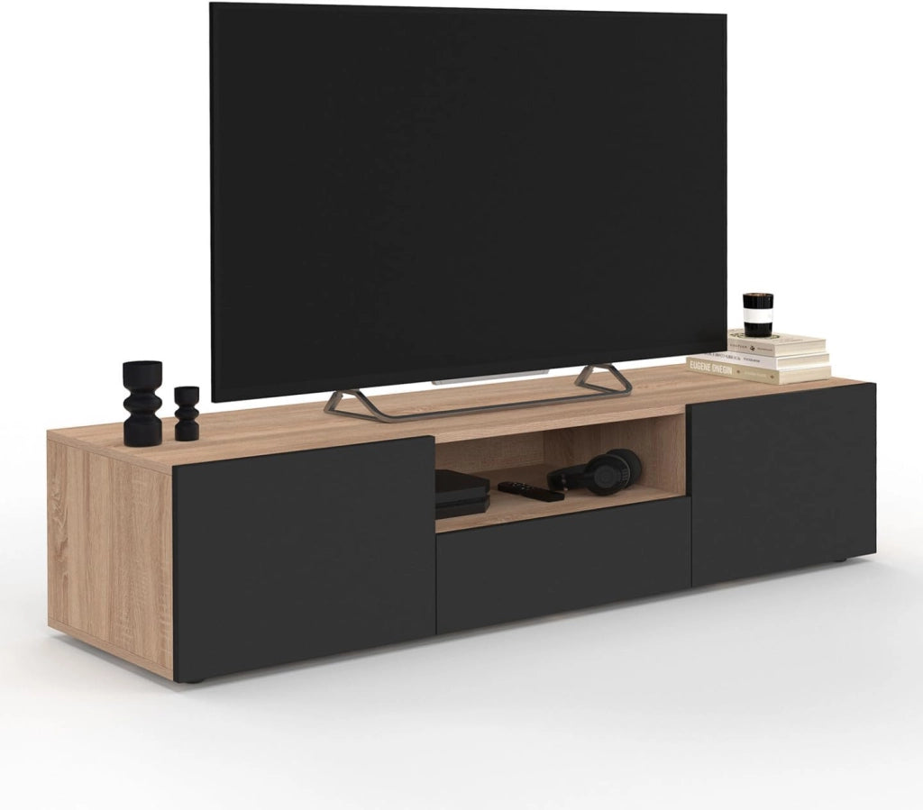 Porta TV ELI 140 cm in faggio con ante nere