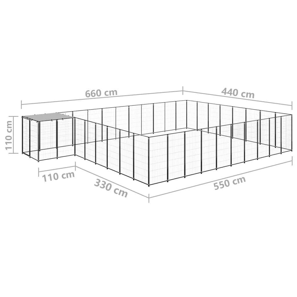 Recinto per animali da esterno per cani 25,41 m² acciaio nero 02_0000514