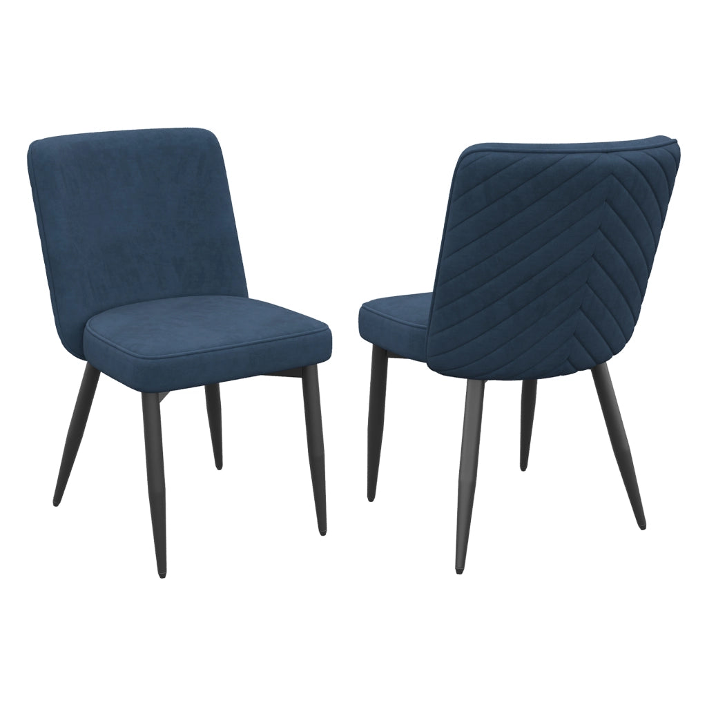 Sedie da Pranzo in Velluto ¨C Xylo ¨C Blu Scuro, Set 2 Pezzi, Stile Moderno