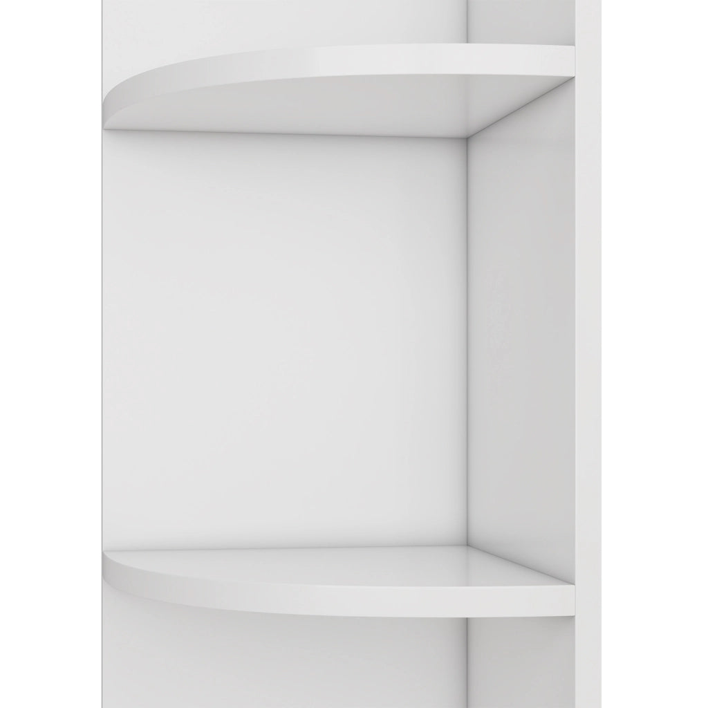 Libreria ad Angolo con 5 Ripiani; Design Triangolare Salvaspazio; Stile Moderno; in MDF; 42×30×180 cm; Bianco