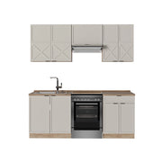 Cucina componibile Fame-Line GrigioBeige/Rovere dorato 200 cm, PL Rovere Vicco
