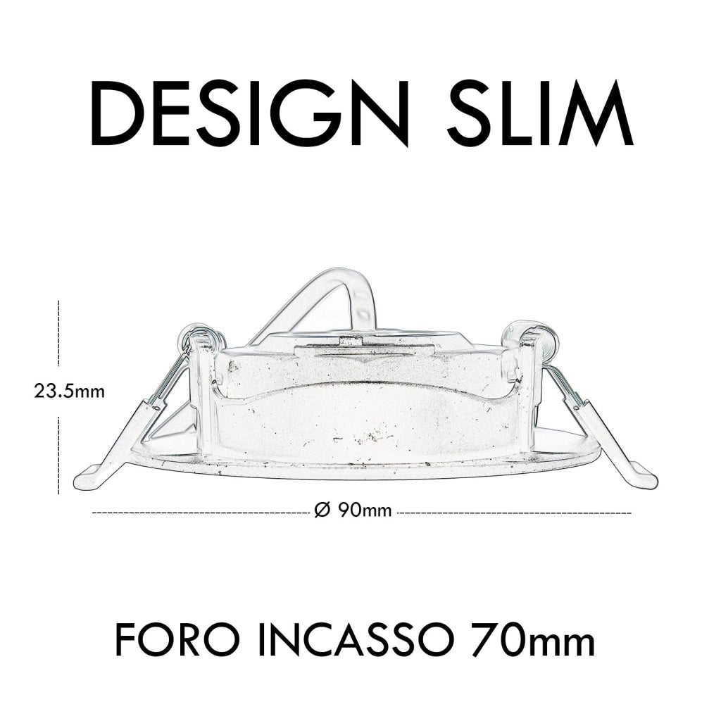 CONFEZIONE DA 10 Faretto incasso tondo slim LED 7W CCT orientabile foro 70mm SPOT 38 gradi luci cappa vetrina negozio BIANCO