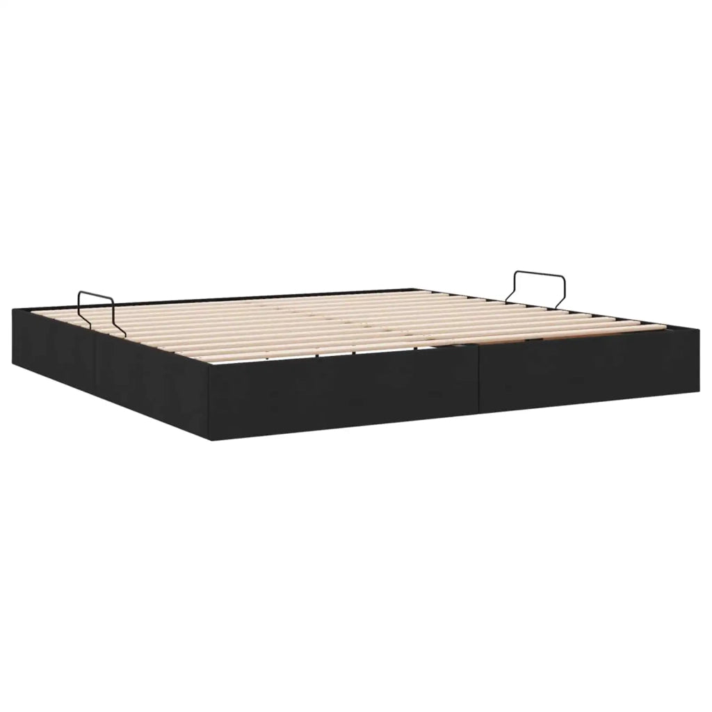 Letto ottomano con archiviazione Nero 200 x 200 cm Tessuto 3442846