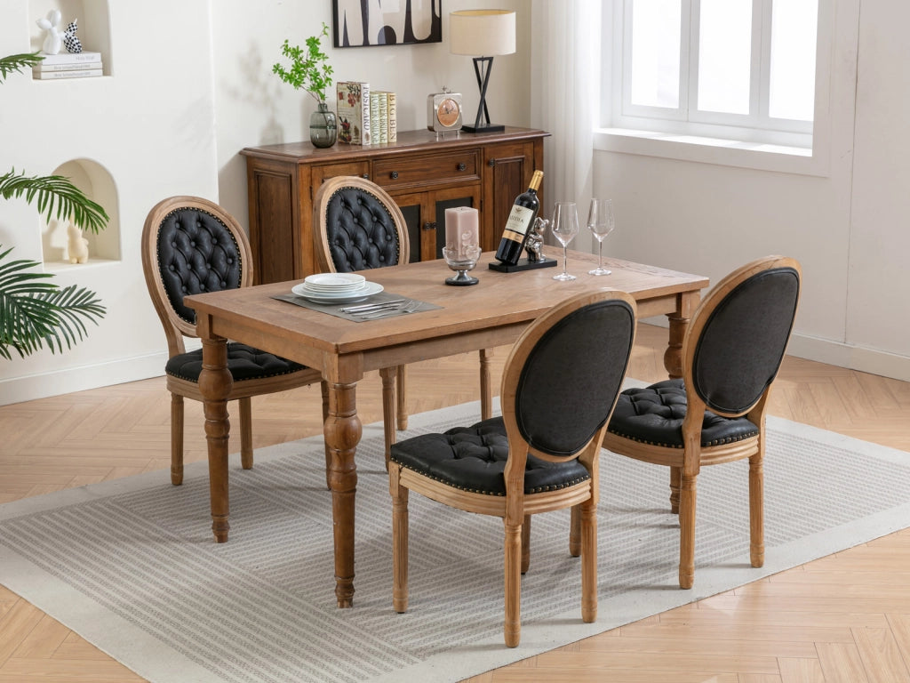 SEDIA Da pranzo Set da 2 pezzi Schienale ovale in PU Nero