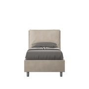 Letto imbottito Singolo 80x210 cm Antea - Con rete,Microfibra,Sabbia