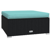 Poggiapiedi da Giardino con Cuscino Nero 70x70x30 cm Polyrattan CFW2328492