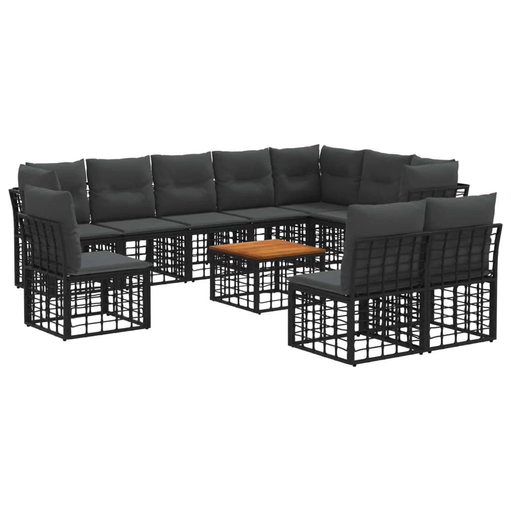 Set di divani da esterno 11 pcs Nero e Grigio scuro Poliestere 3437493