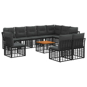 Set di divani da esterno 11 pcs Nero e Grigio scuro Poliestere 3437493