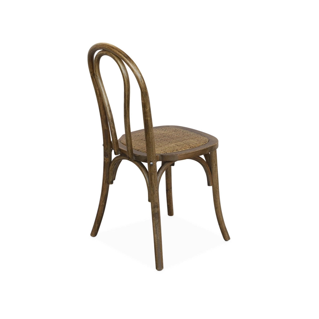 Set 2 sedie vintage in legno e rattan, marrone
