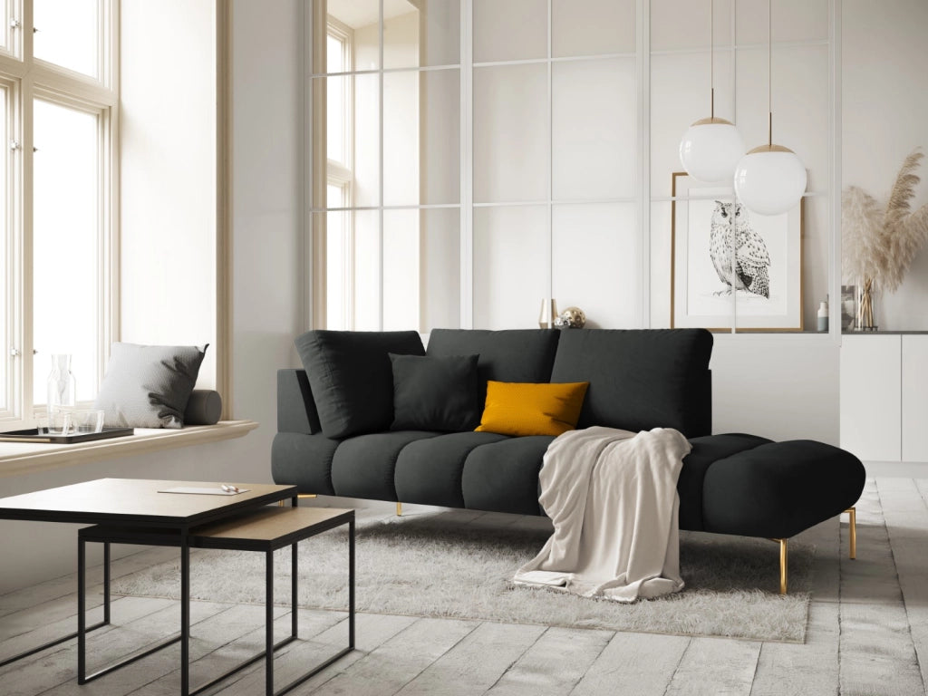 Cosmopolitan Design - Chaise longue destra "Hastings" 2 posti in velluto grigio scuro 