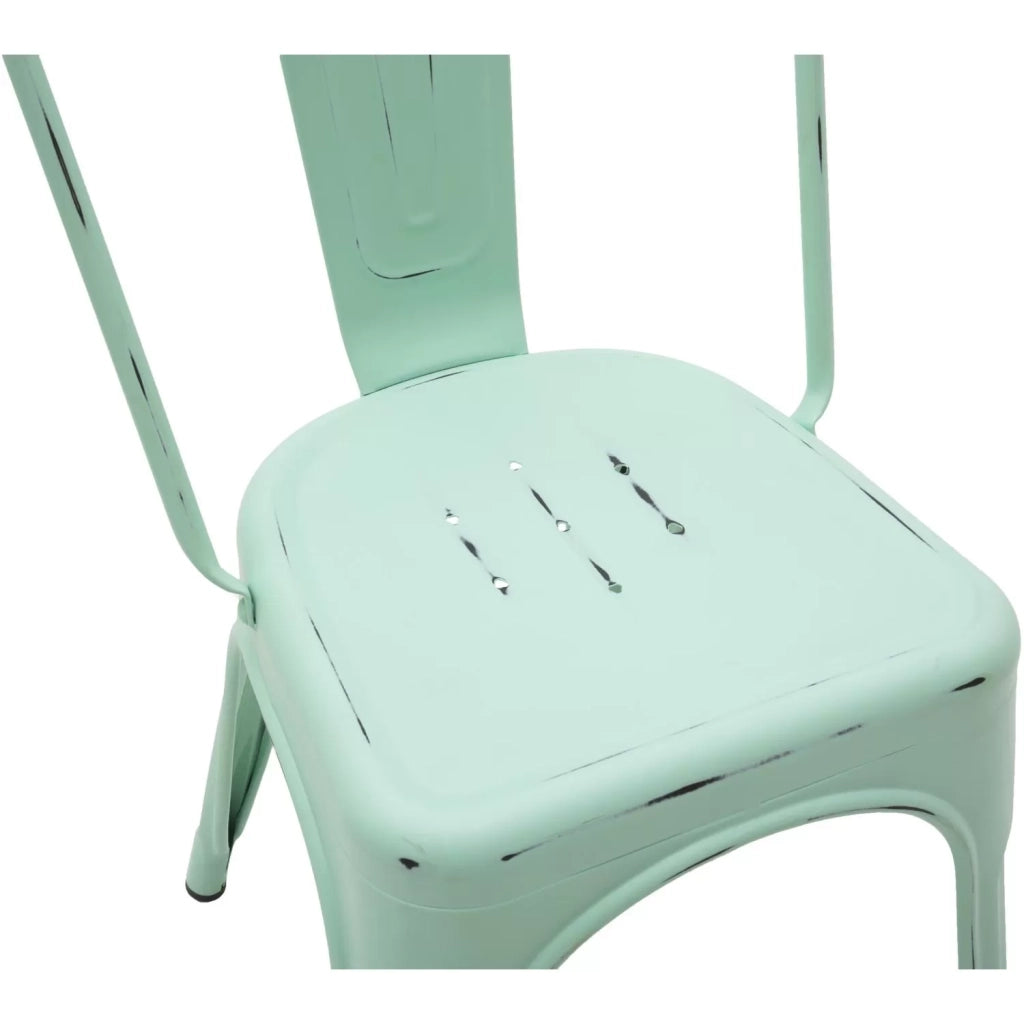 Set 6 sedie stile industry in metallo verde acqua anticato l.45 h.85 p.50 hs.46 - Mobili 2G