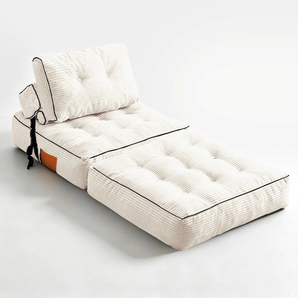 Divano letto pieghevole pouf ¨C Minimal ¨C tessuto beige 70x100x60 cm
