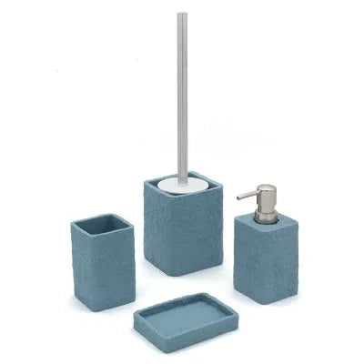Scopino bagno da appoggio turchese cobalto in resina effetto pietra