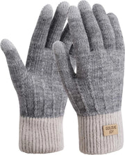 Guanti invernali touchscreen per donne, guanti in lana elastici antiscivolo per donne, guanti da sci, bicicletta, escursioni, guida, colore grigio.