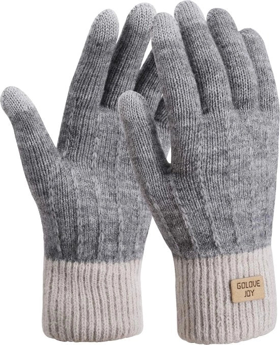 Guanti invernali touchscreen per donne, guanti in lana elastici antiscivolo per donne, guanti da sci, bicicletta, escursioni, guida, colore grigio.