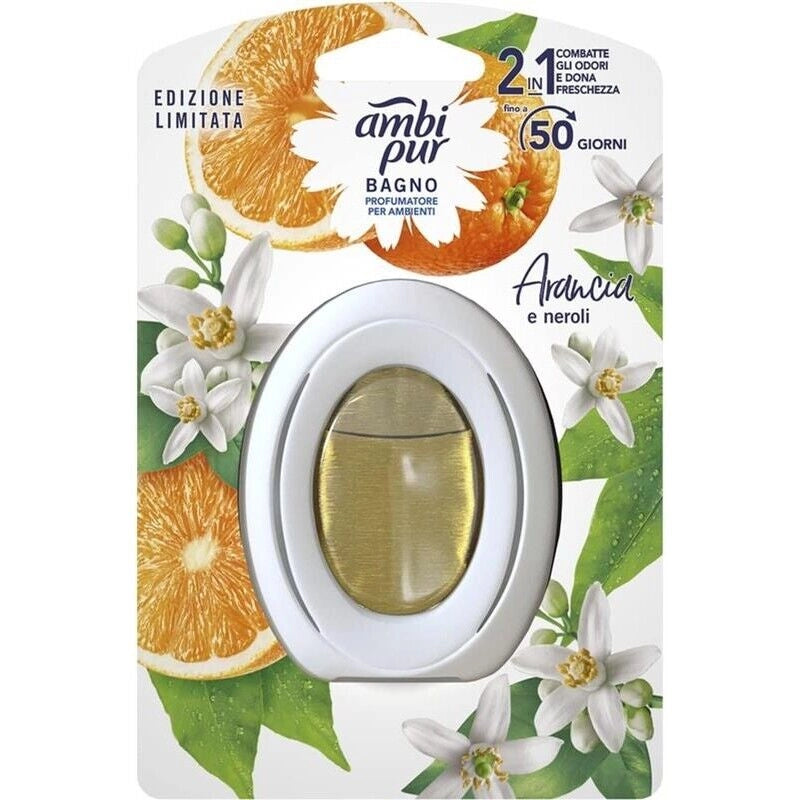 SET 8 PZ AMBIPUR DEODORANTE PER BAGNO ASSORBIODORI ARANCIA E NEROLI