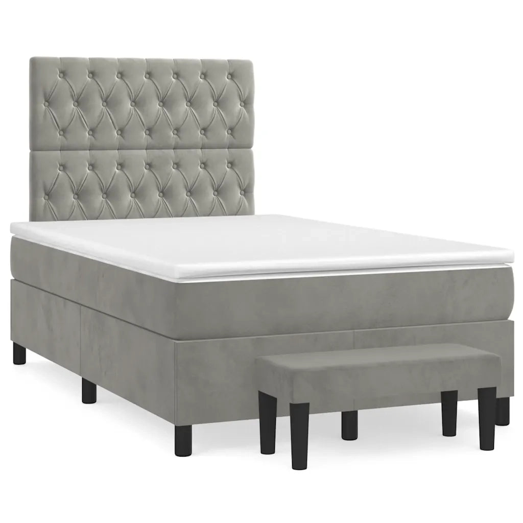Giroletto a Molle con Materasso Grigio Chiaro 120x190cm Velluto