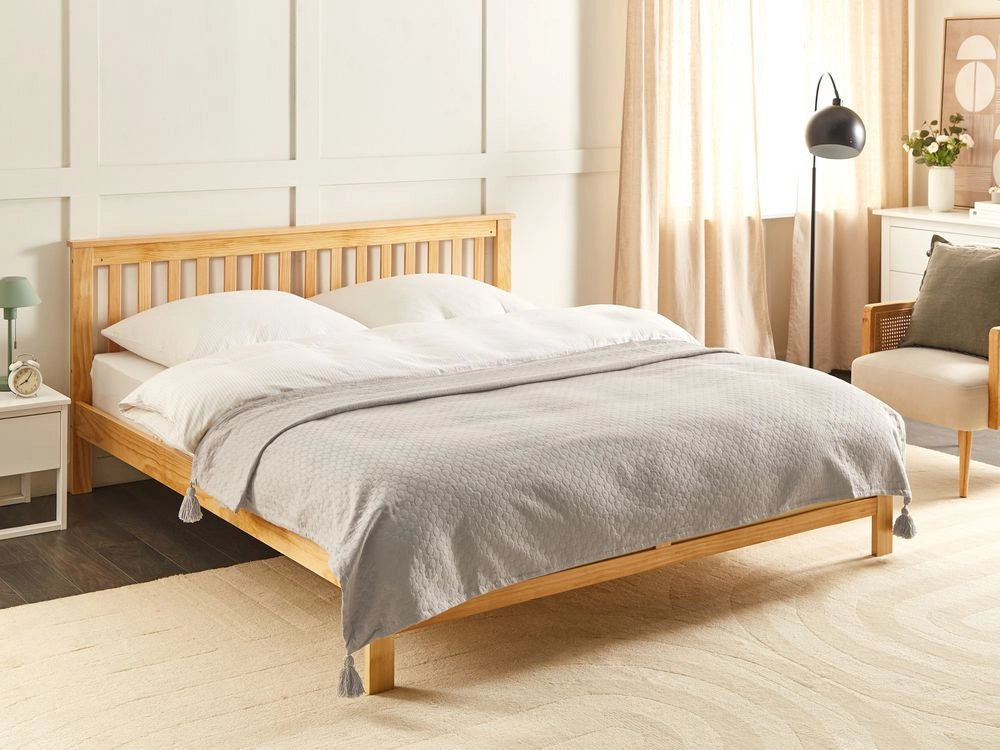 Copriletto in cotone tortora 150 x 200 cm con frange Decorativo Camera da letto