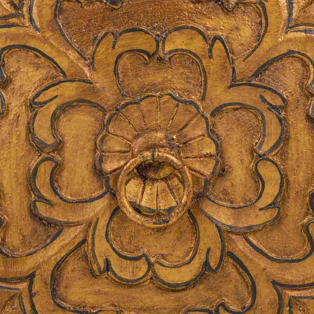 Comodino in legno intagliato nero 50x40x59