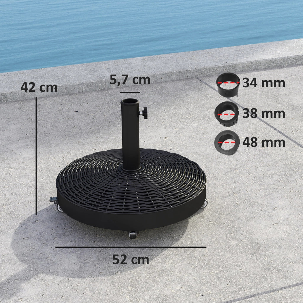 Base per Ombrellone con Ruote ¨C zephmum ¨C Nero ?52x42 cm