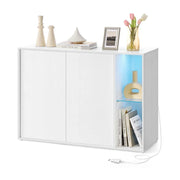 Mobiletto porta TV con illuminazione e ripiano in vetro credenza bianca minimalista 12_0006042