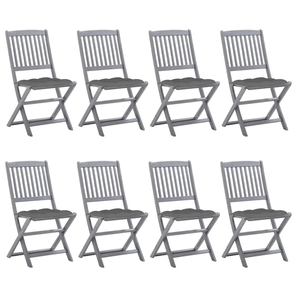 Sedie da Giardino Pieghevoli 8 pz con Cuscini Massello Acacia cod mxl 8554