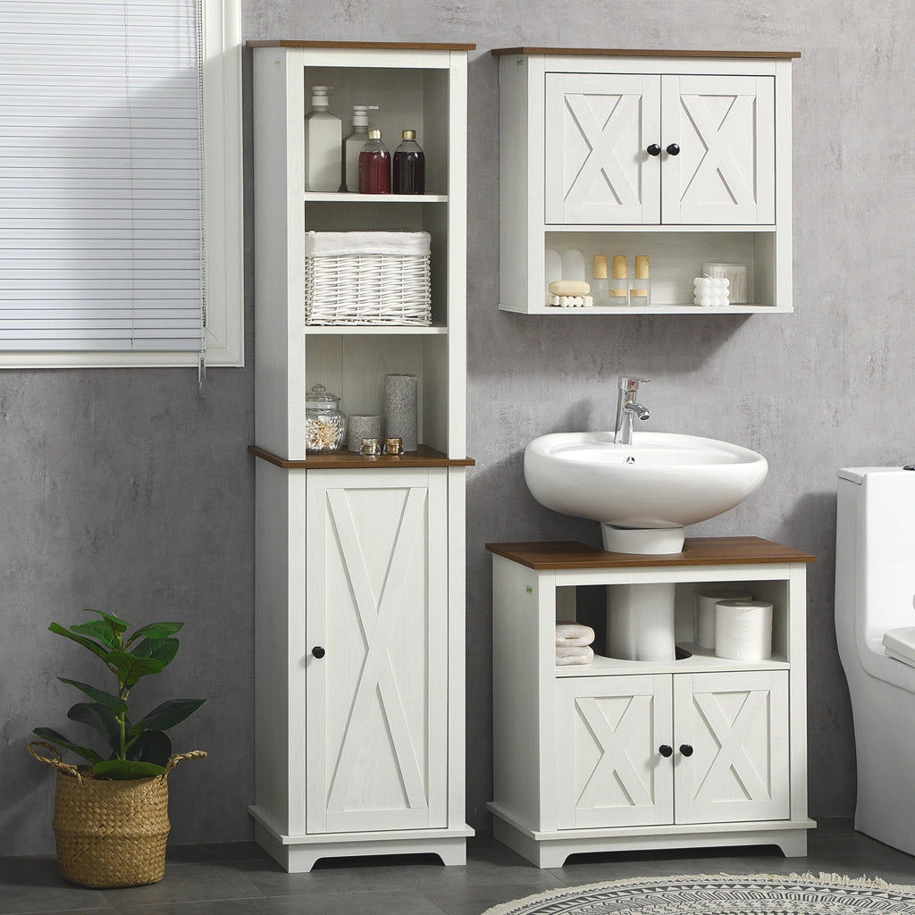 Armadio da bagno a muro con 2 ante e ripiani ¨C zephmum ¨C 60x19,5x52,5 cm bianco