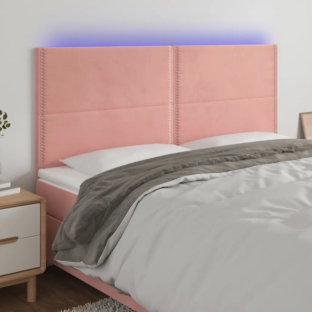 Testiera a LED Rosa 160x5x118/128 cm in Velluto