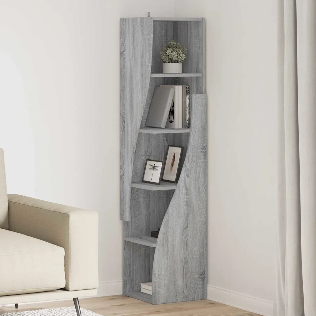 Mobile angolare Grigio Sonoma 32x32x140cm Legno multistrato 889881