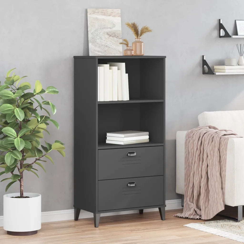 Libreria VIKEN Grigio Antracite 60x35x123cm Legno Massello Pinocod mxl 90967