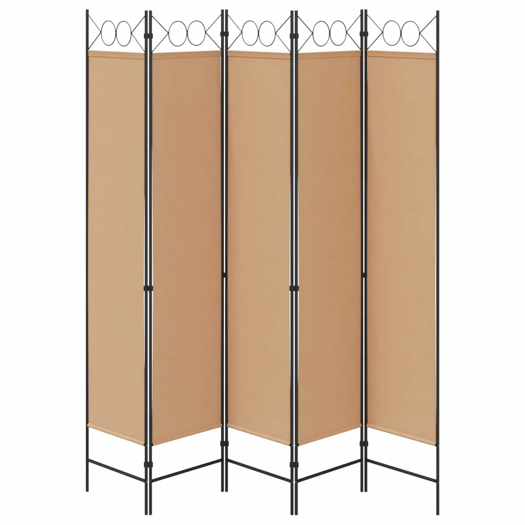 Divisorio Ambienti | Divider per stanze | Paravento a 5 Pannelli Beige 200 x 200 cm Tessuto