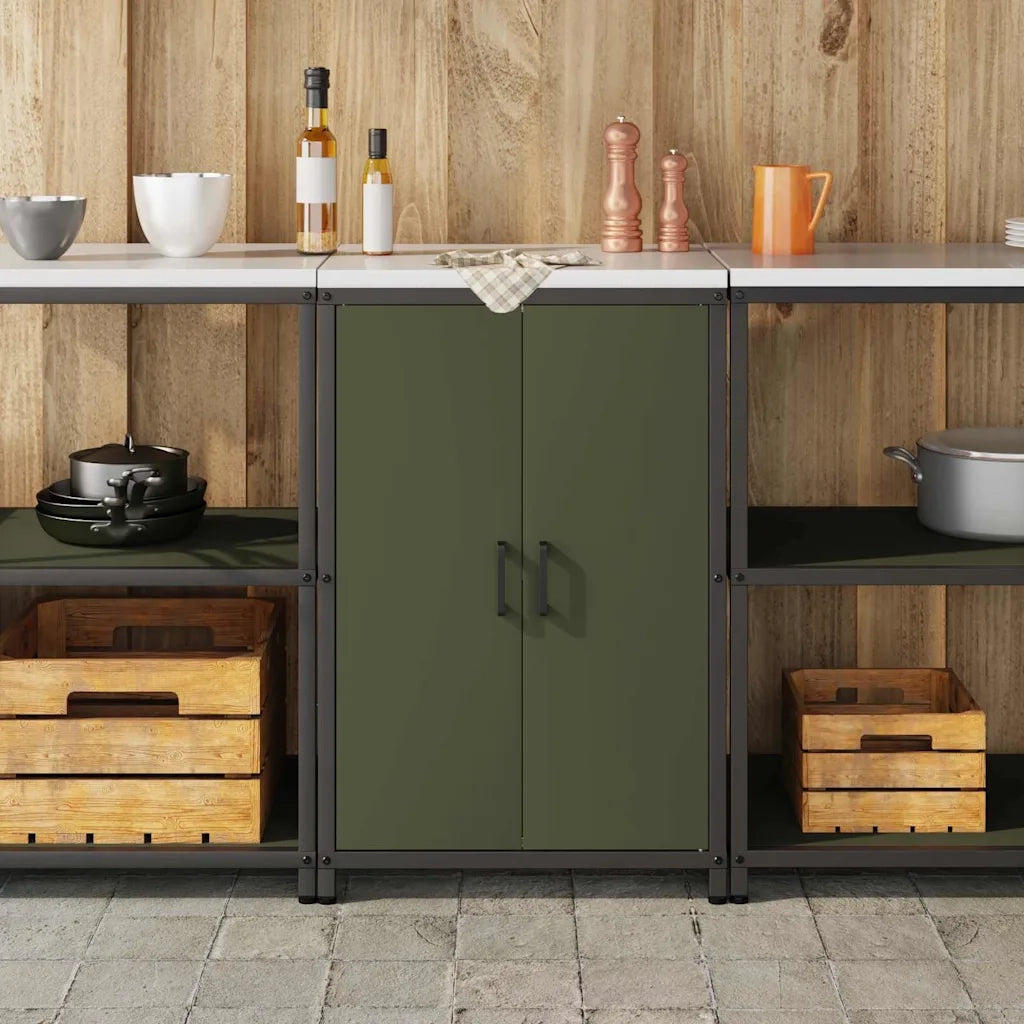 vidaXL Armadietto per Stoccaggio in Cucina Verde oliva Acciaio
