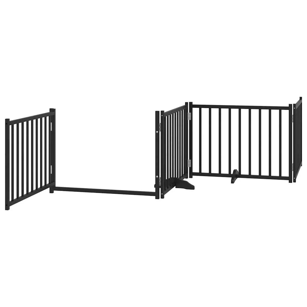 Cancelletto di sicurezza per cani con 4 pannelli in legno massello di abete nero 02_0023307