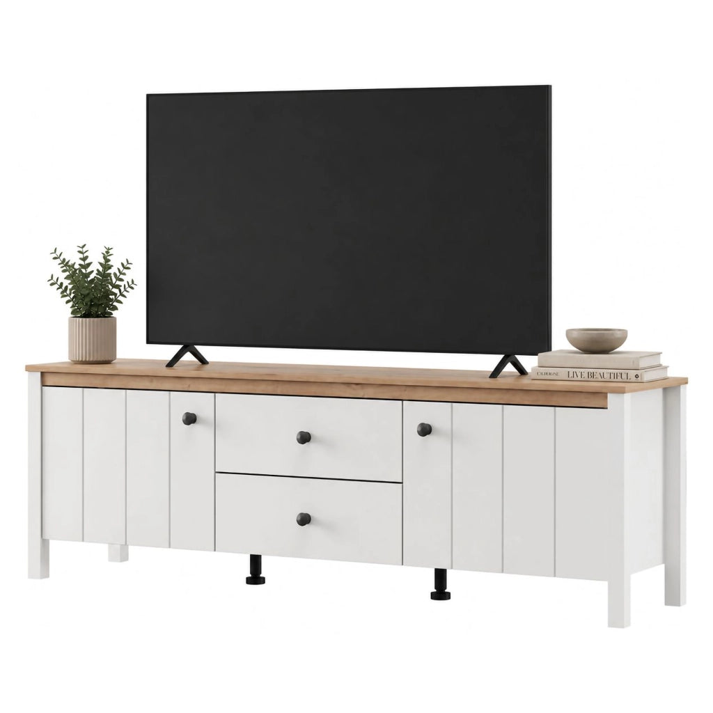 Zavatt, Mobile Porta tv un Cassetto, 163x40x53h cm Bianco Opaco